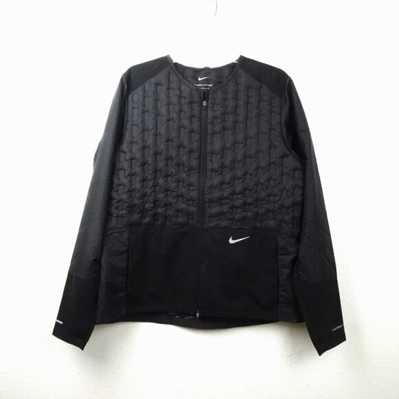 Nike Running Jacket Women's Size L Black Full Zip Lightweight Down Fill Packable - Picture 1 of 9